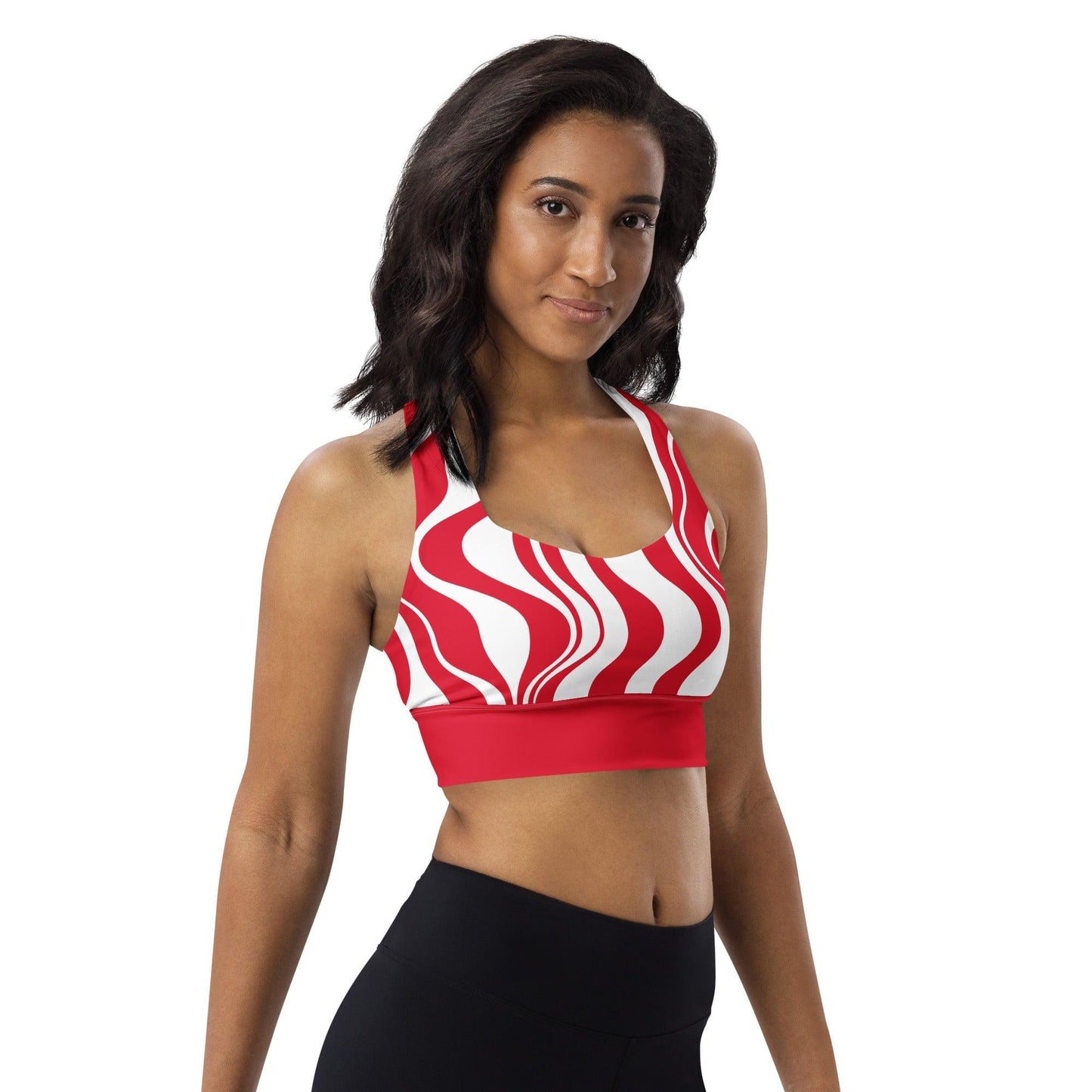 Sports Bra - WAVY red white | SHALMIAK