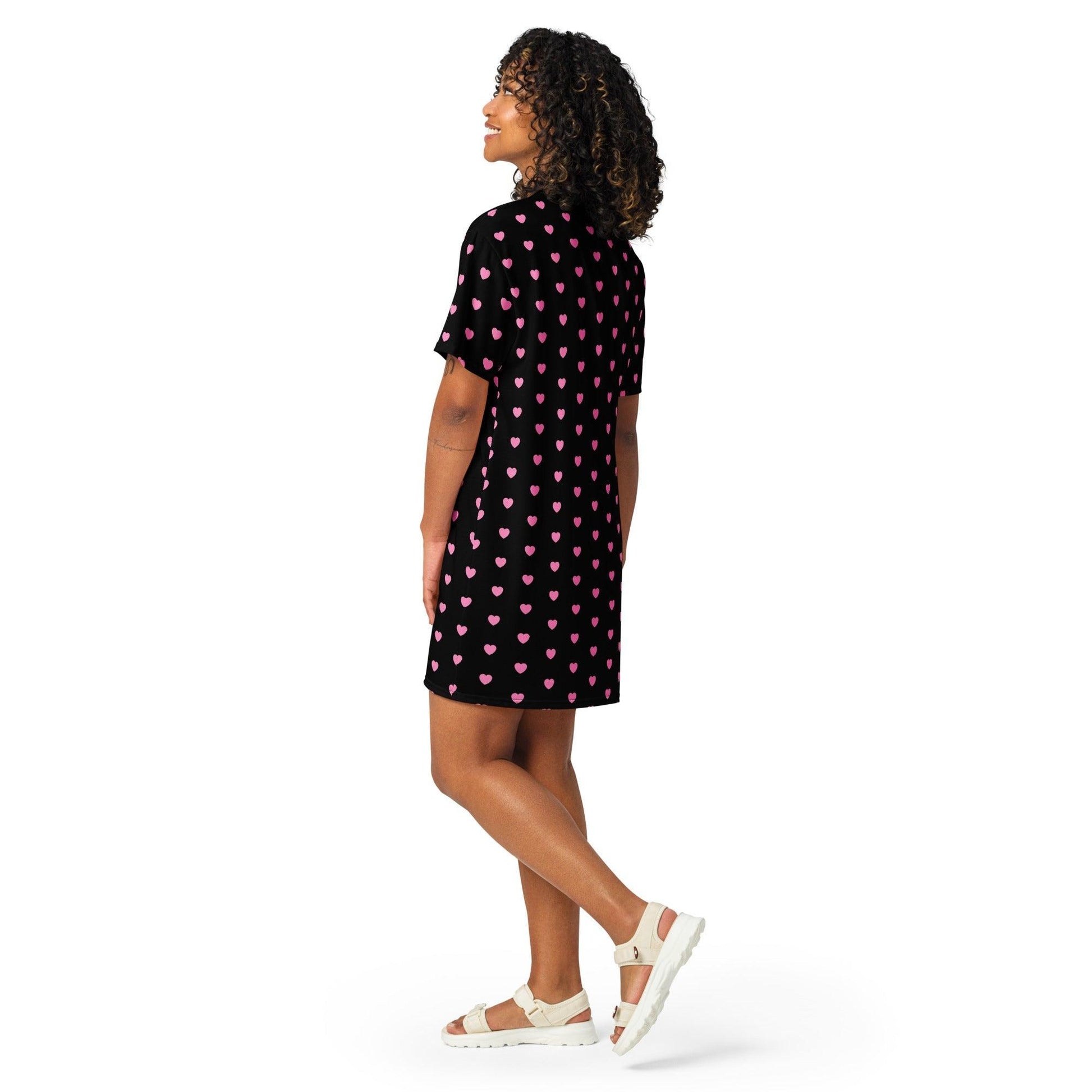 T-Shirt Dress - HERTTAHOUND HEARTS pink | SHALMIAK