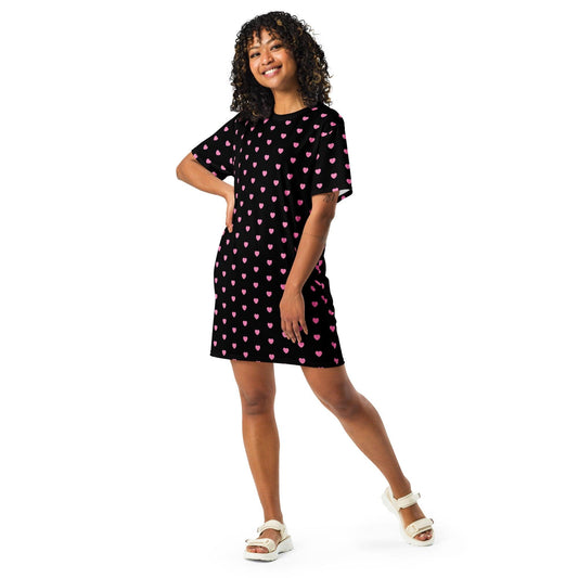 T-Shirt Dress - HERTTAHOUND HEARTS pink | SHALMIAK