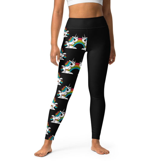 UNIQUE black - Yoga Leggings with unicorns and rainbows | SHALMIAK