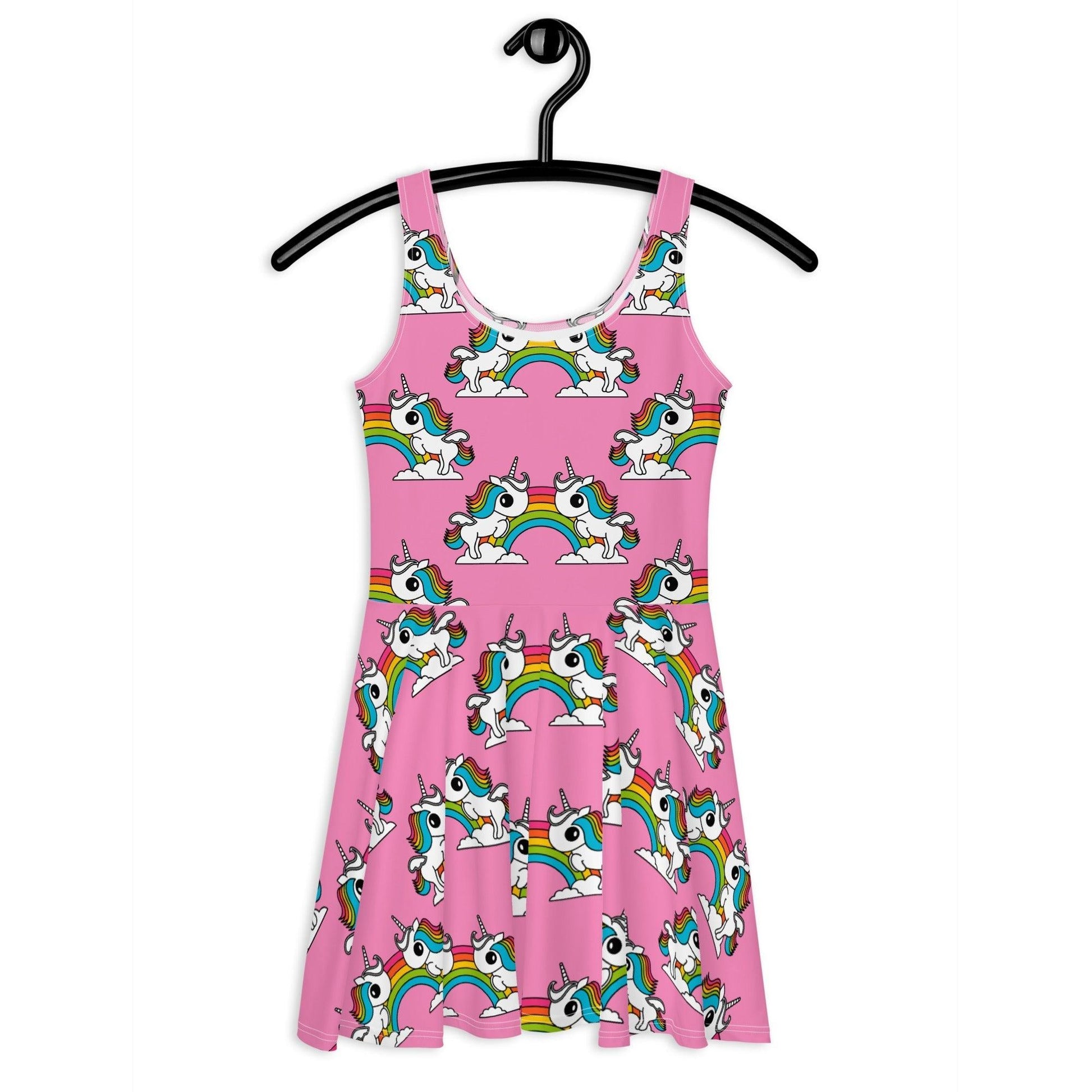 UNIQUE pink - Skater Dress with unicorns and rainbows | SHALMIAK