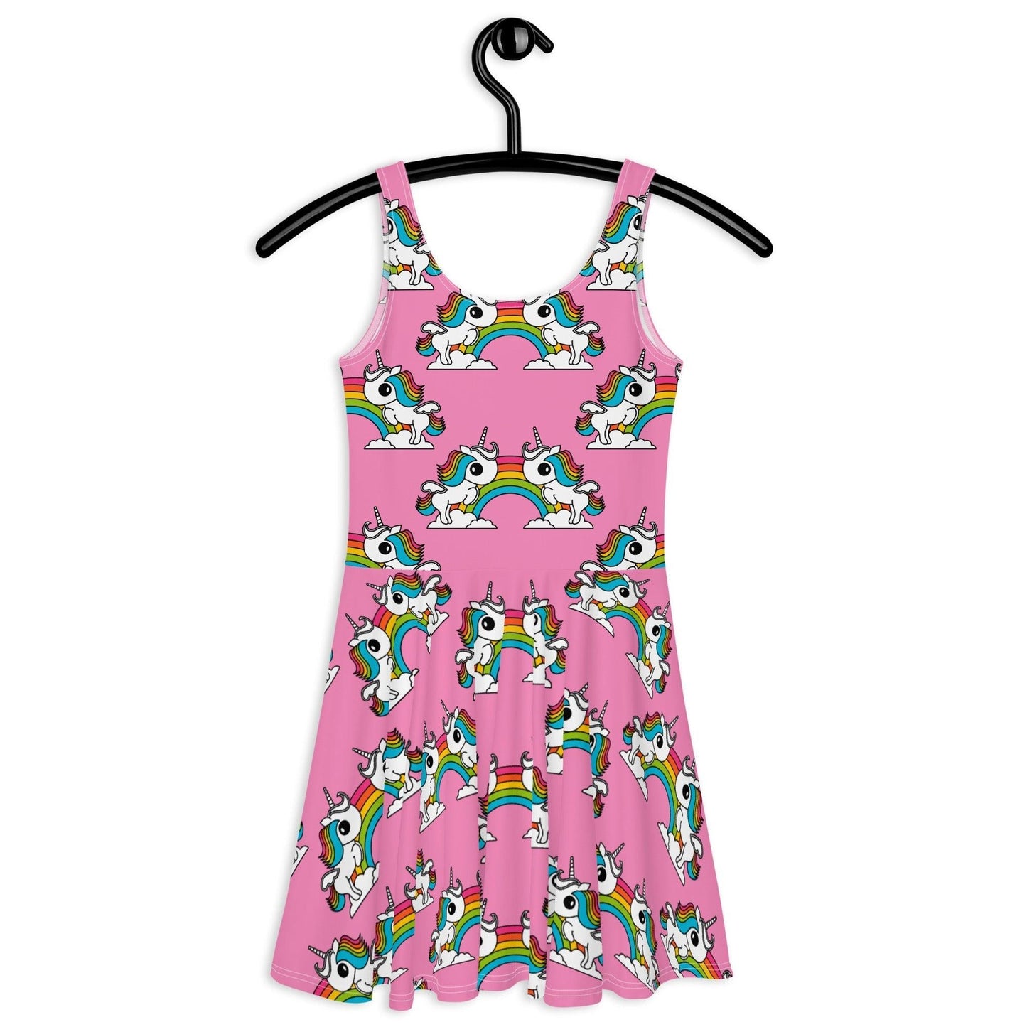 UNIQUE pink - Skater Dress with unicorns and rainbows | SHALMIAK