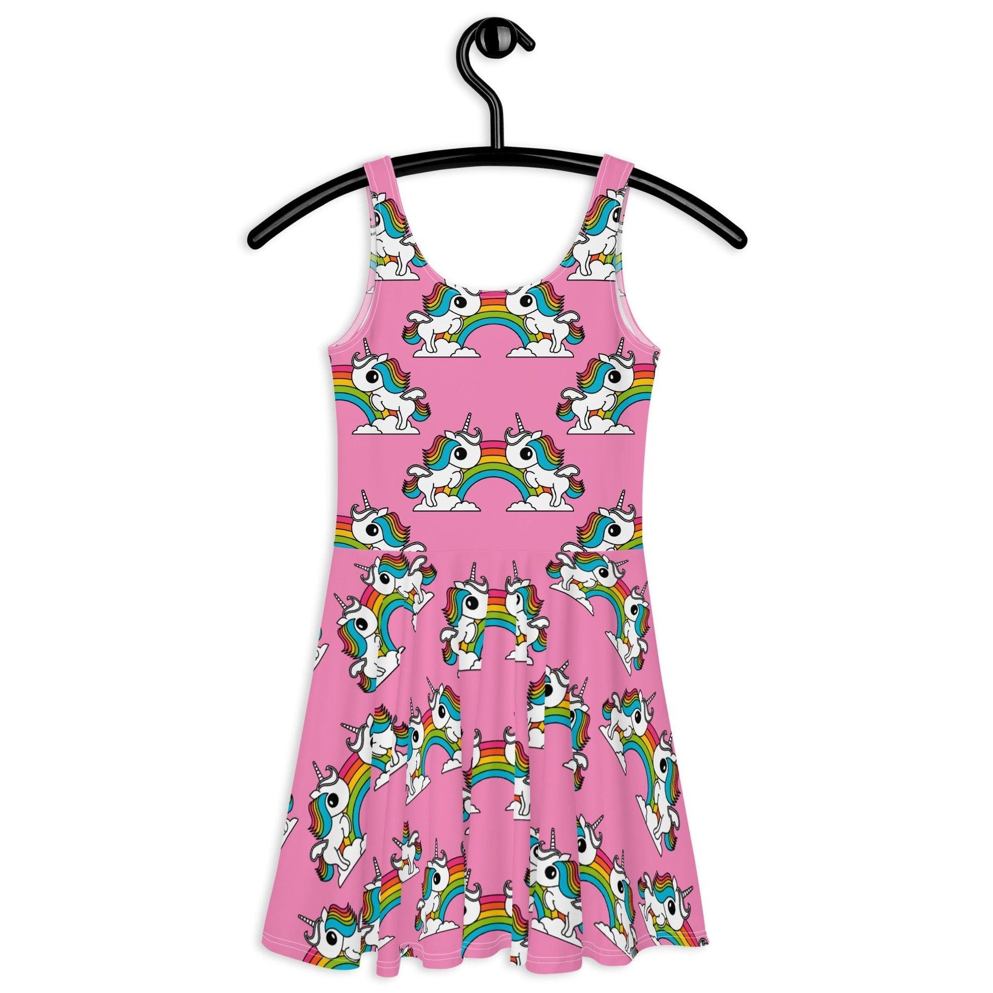 UNIQUE pink - Skater Dress with unicorns and rainbows | SHALMIAK