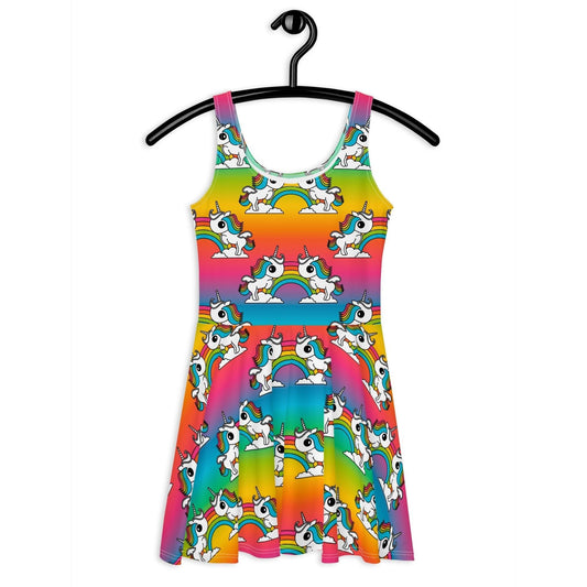 UNIQUE rainbow - Skater Dress with unicorns and rainbows | SHALMIAK