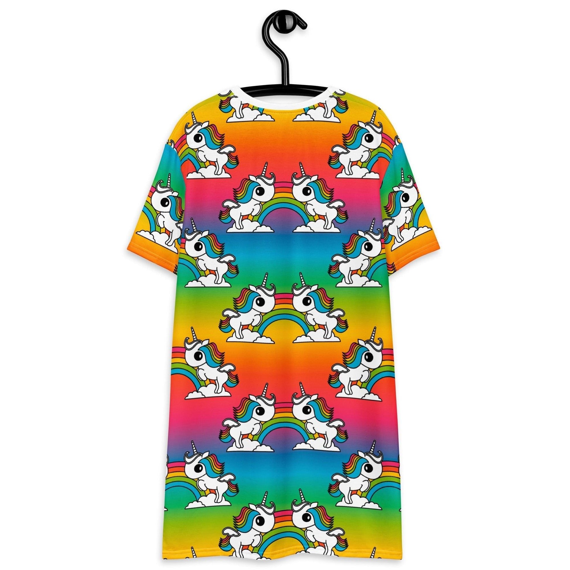 UNIQUE rainbow - T-Shirt Dress with unicorns and rainbows | SHALMIAK