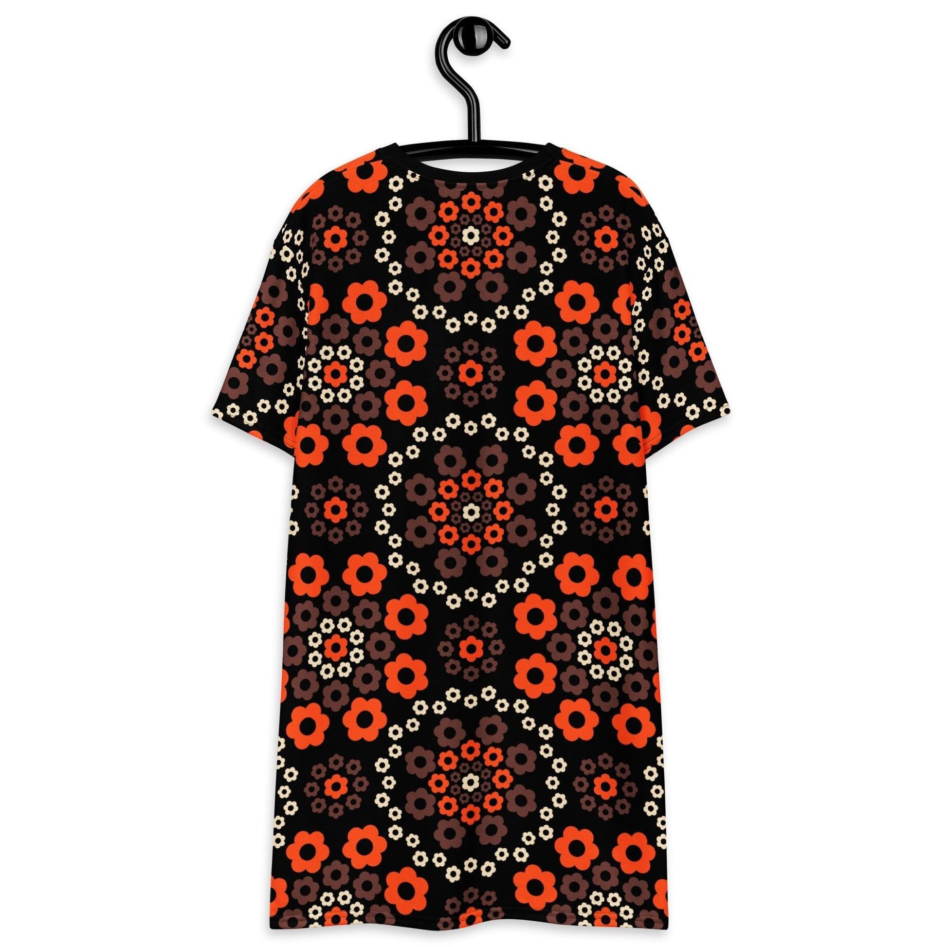YESTERDAY brown orange - T-Shirt Dress | SHALMIAK