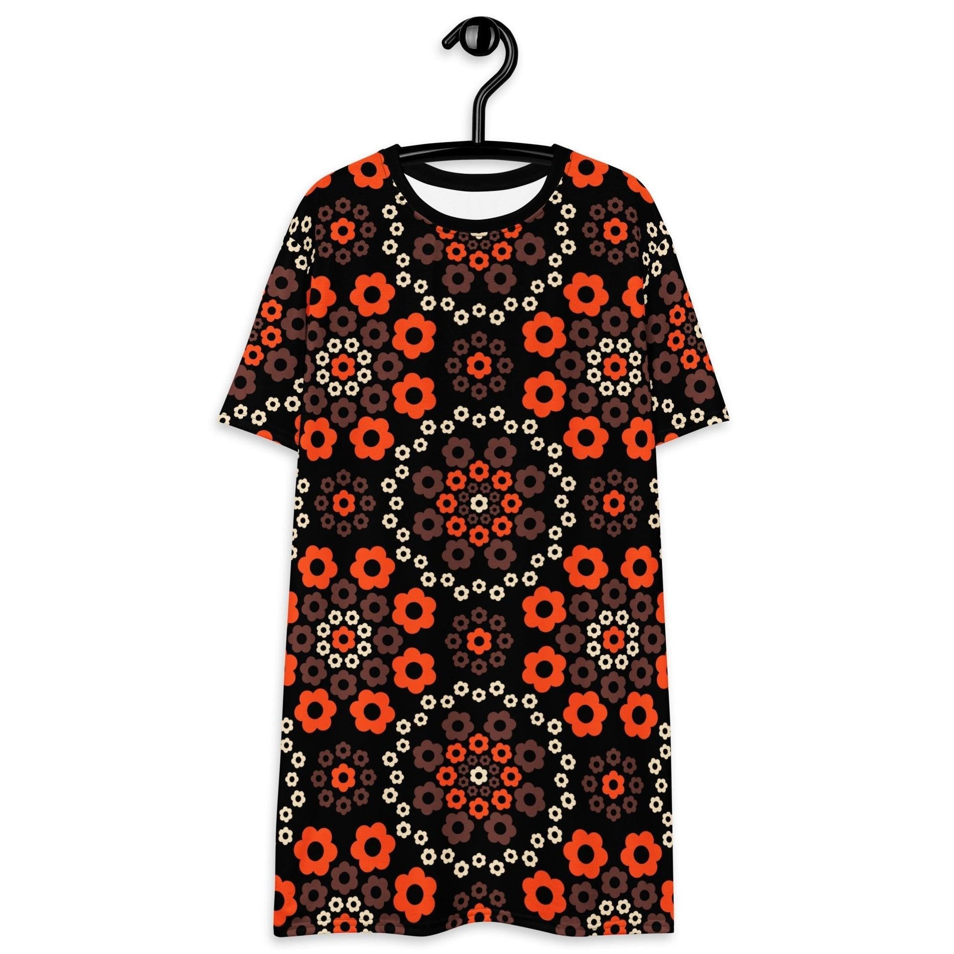 YESTERDAY brown orange - T-Shirt Dress | SHALMIAK