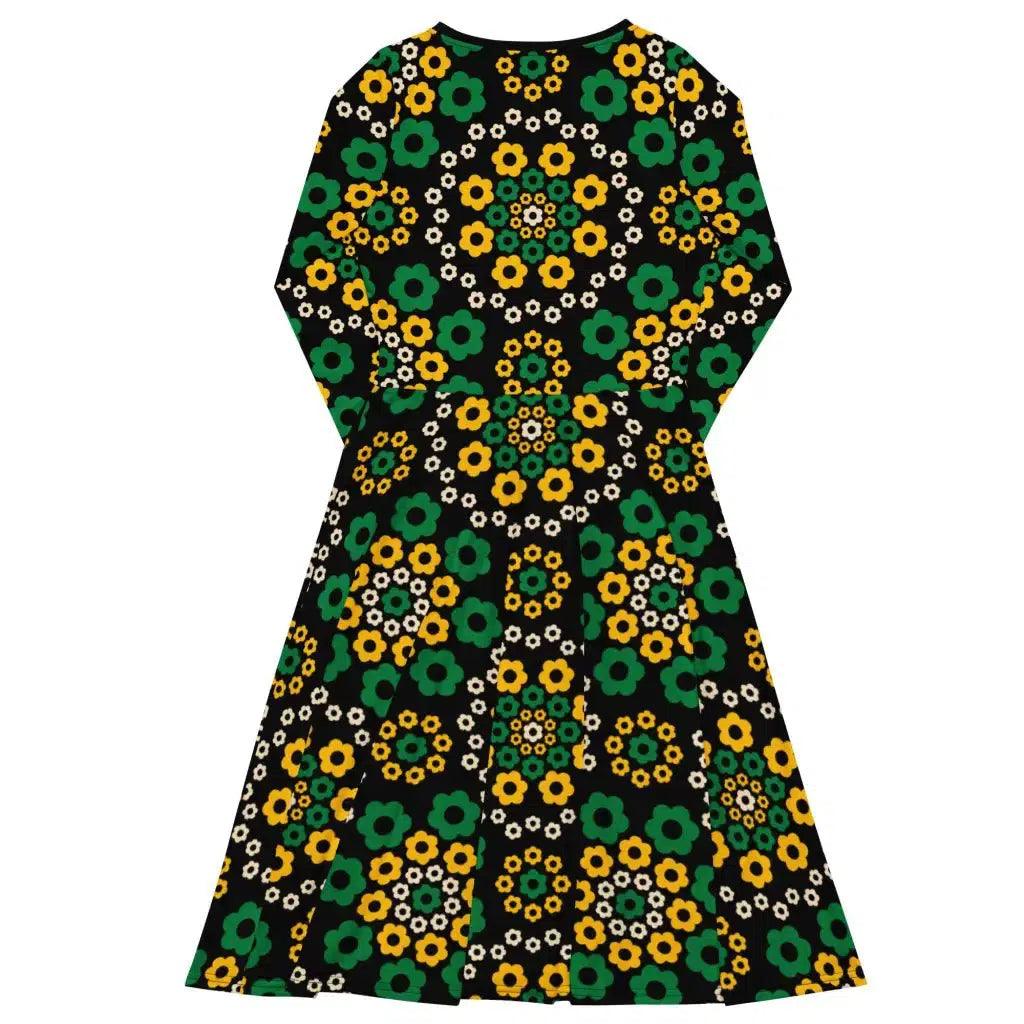 YESTERDAY yellow green - Midi Dress With Pockets | SHALMIAK