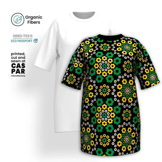 YESTERDAY yellow green - Organic Cotton T-Shirt Dress | SHALMIAK