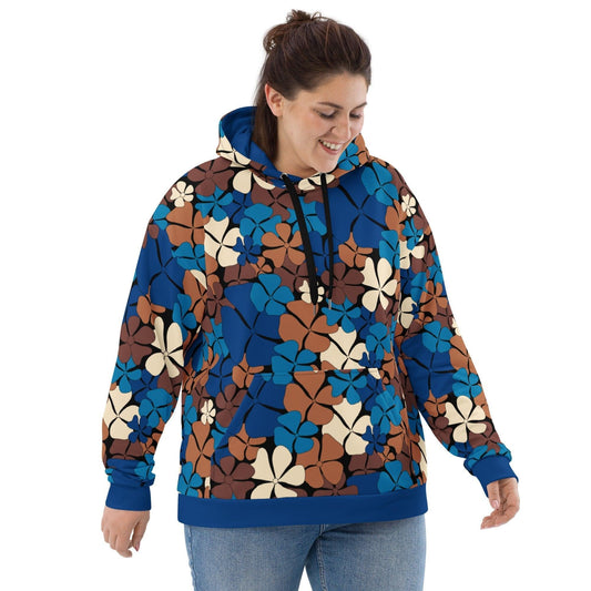 Hoodie - ADELIE blue brown - Wild Floral Print
