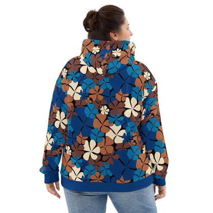 Hoodie - ADELIE blue brown - Wild floral print
