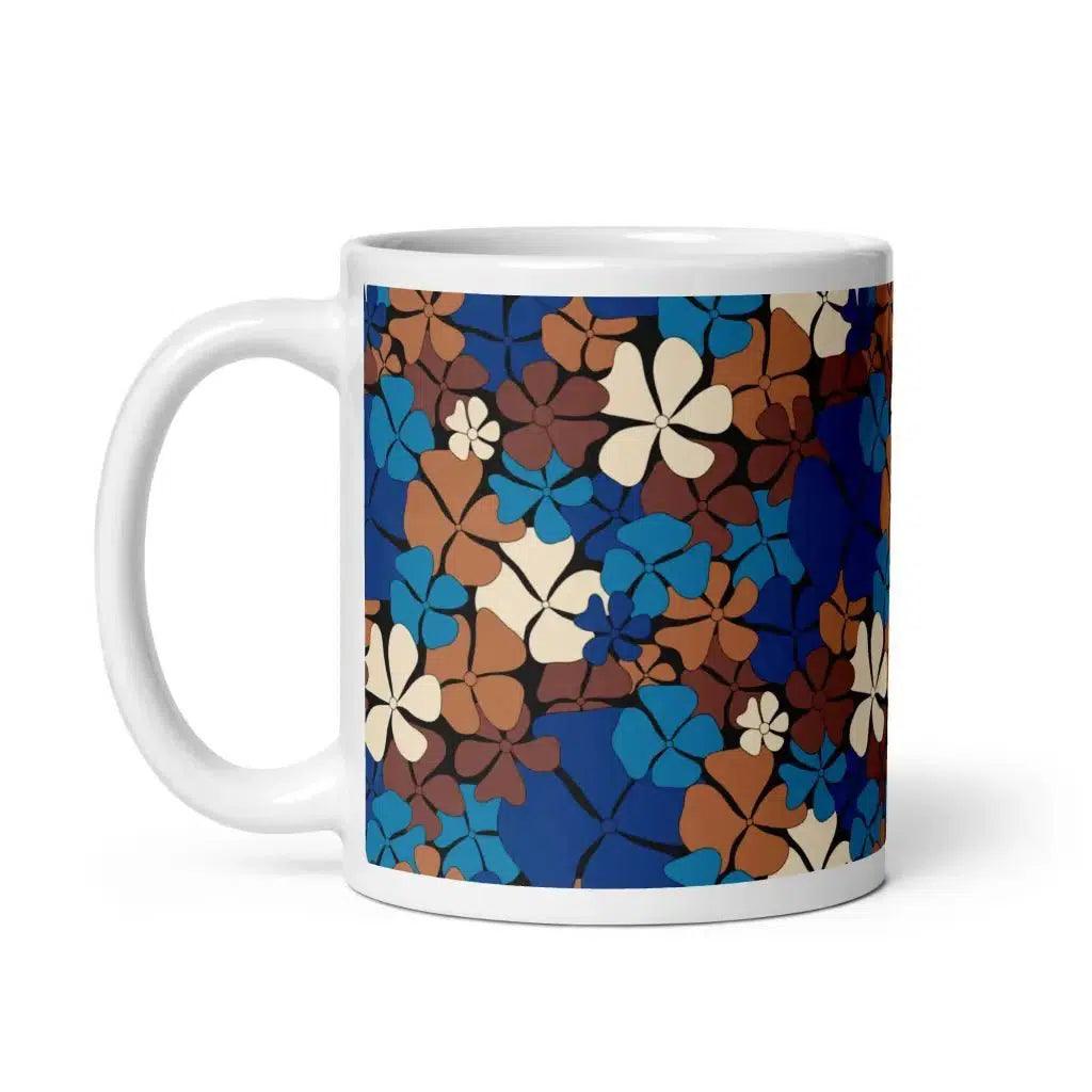 Mug - ADELIE blue brown - Wild Floral Print