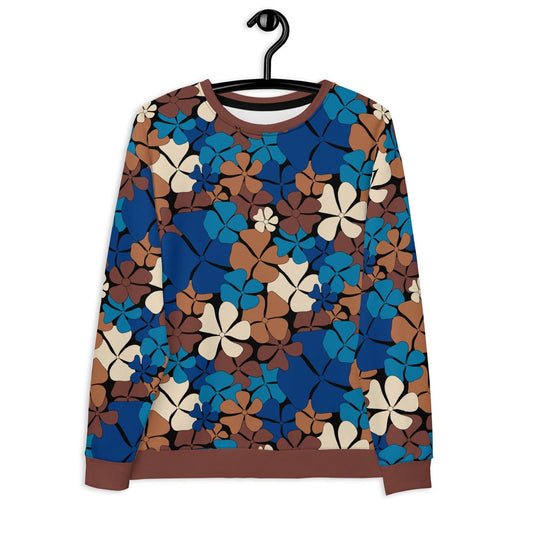 Sweatshirt - ADELIE blue brown - Wild Floral Print