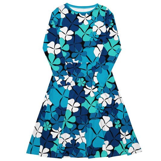 Midi Dress - ADELIE blue - Wild Floral Print