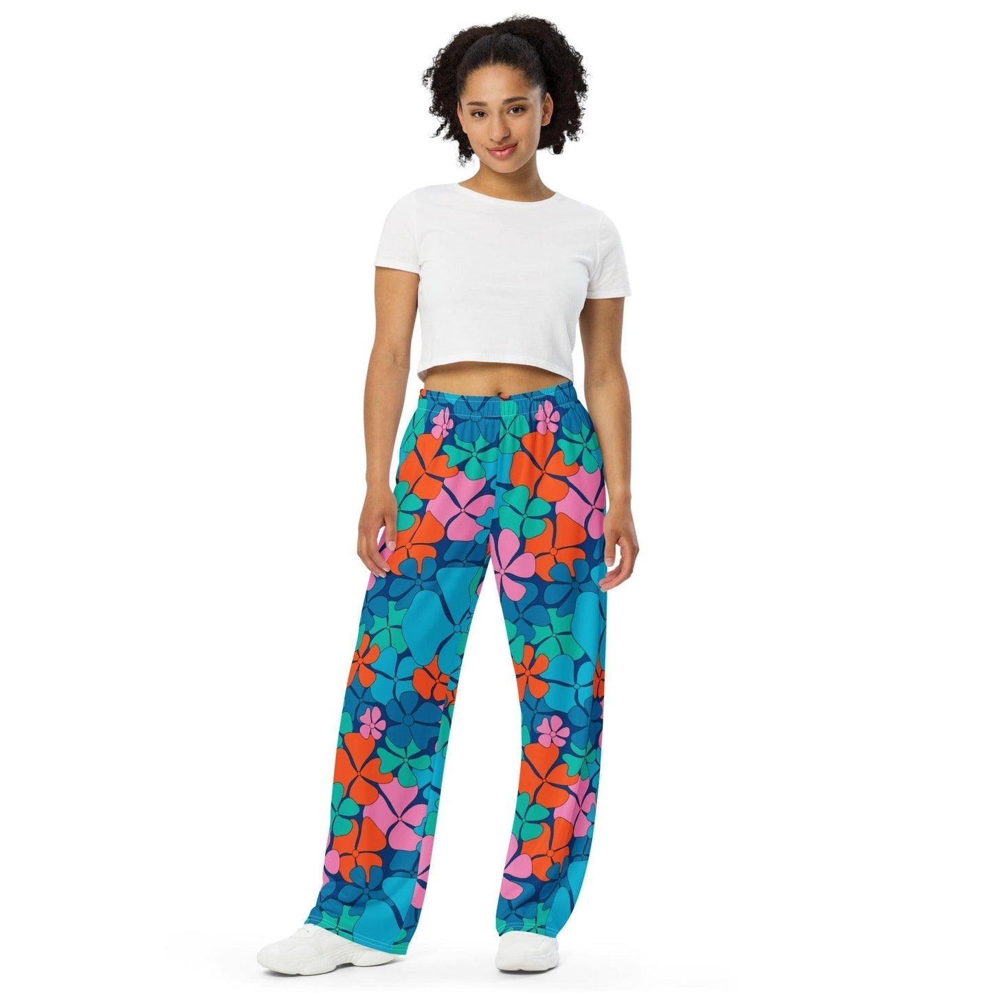 Pants - ADELIE blue orange - Wild floral print 6XL