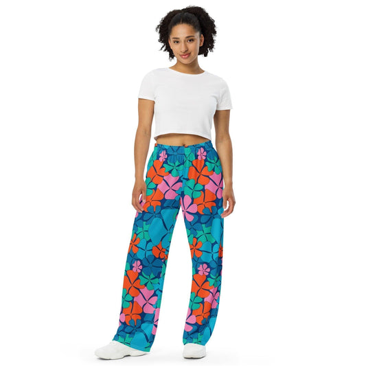 Pants - ADELIE blue orange - Wild Floral Print