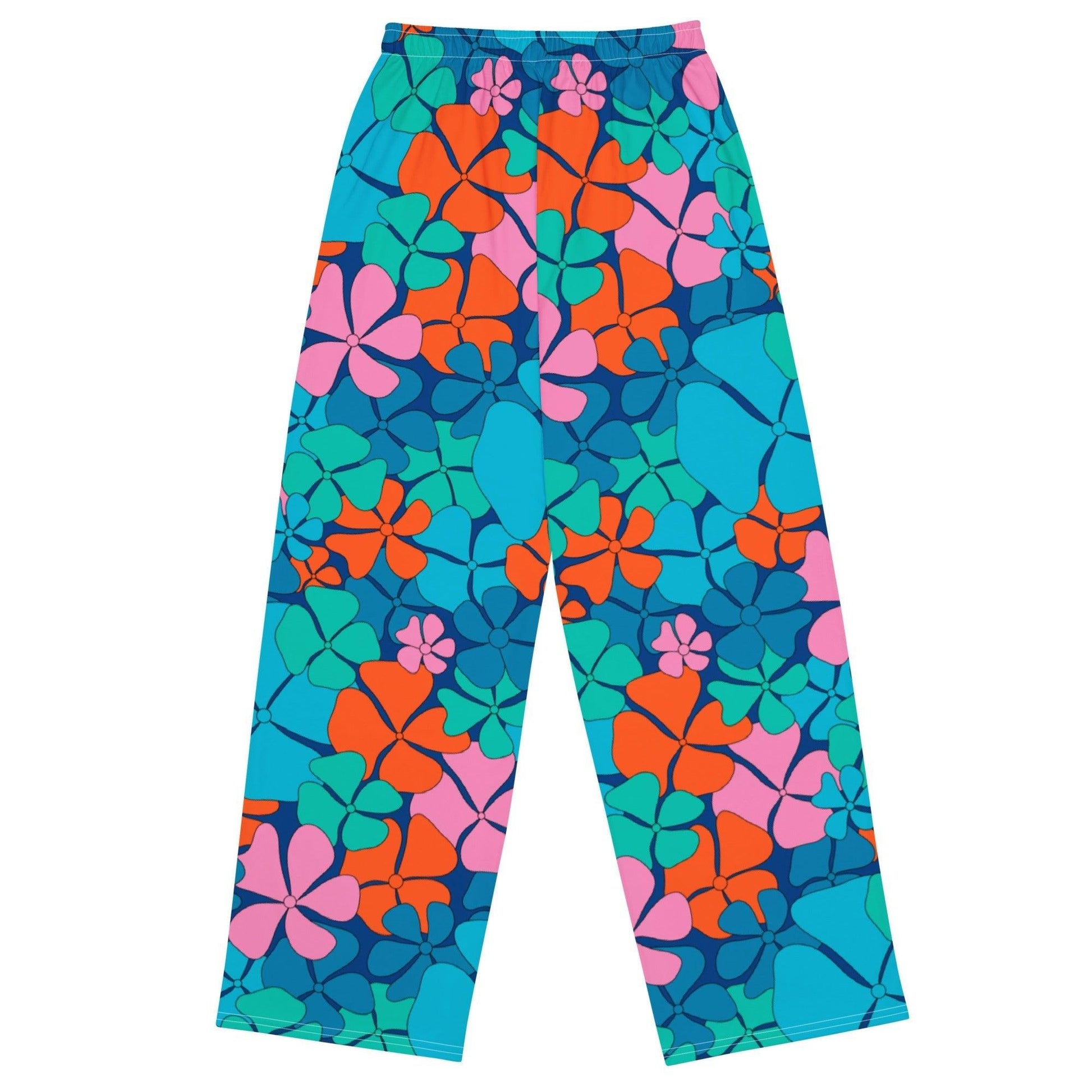 Pants - ADELIE blue orange - Wild floral print