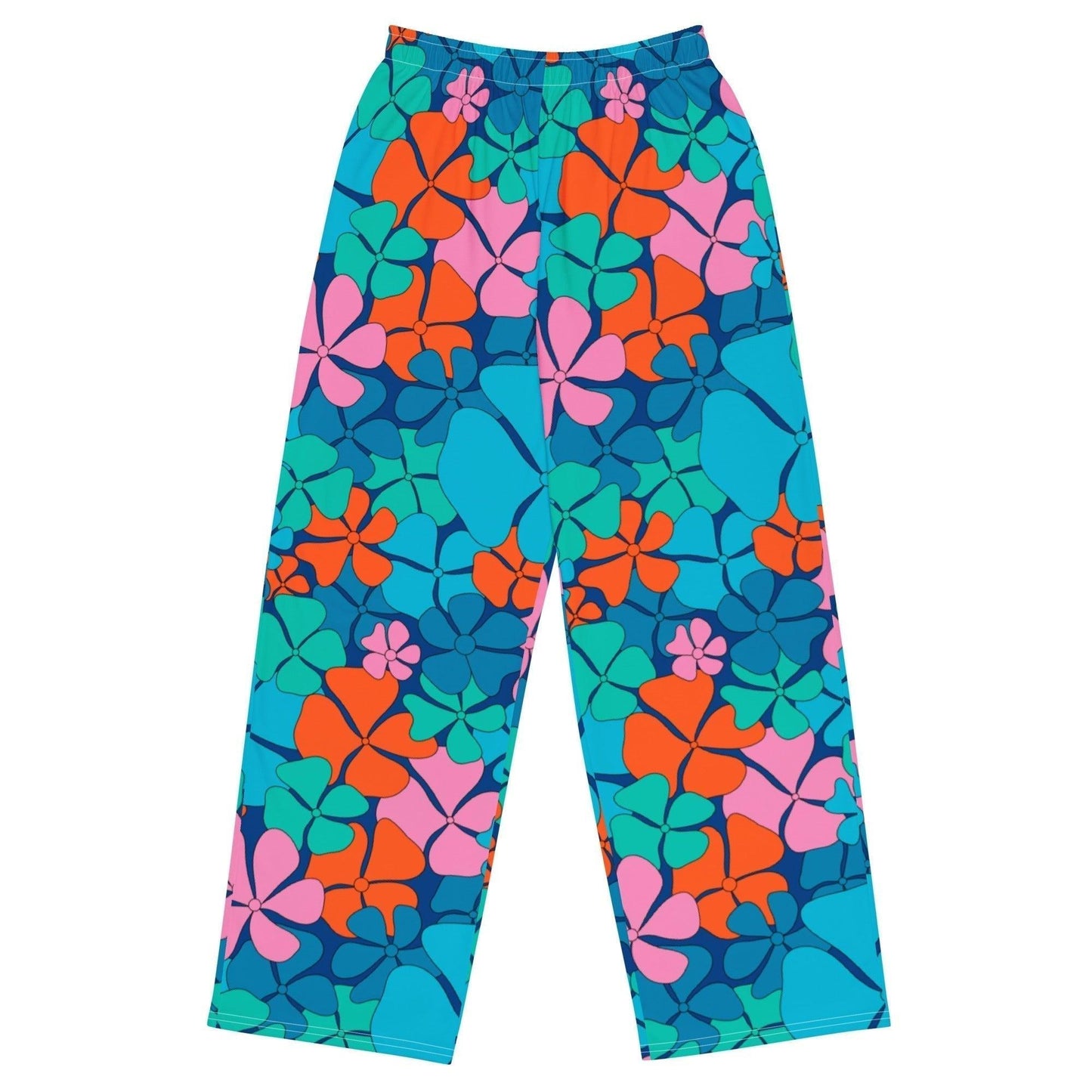 Pants - ADELIE blue orange - Wild floral print
