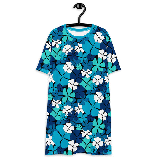 T-Shirt Dress - ADELIE blue - Wild Floral Print