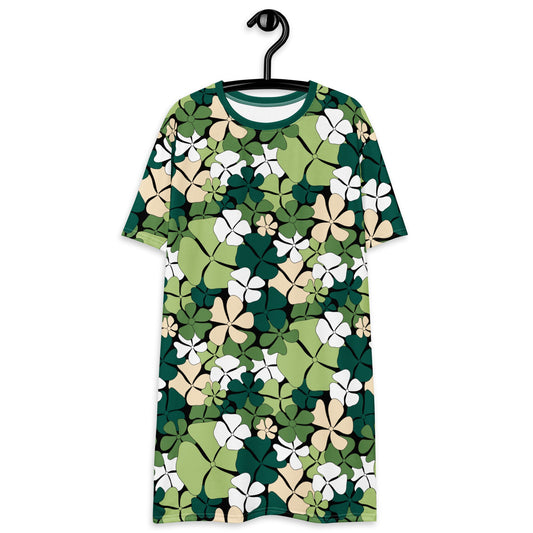 T-Shirt Dress - ADELIE green - Wild Floral Print