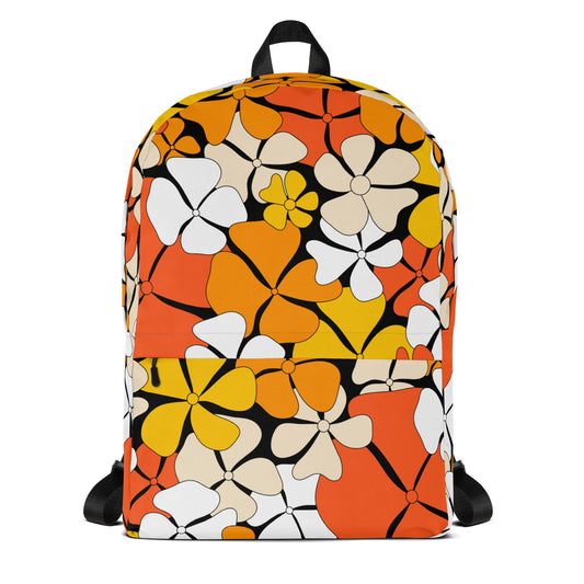 Backpack - ADELIE orange - Wild Floral Print