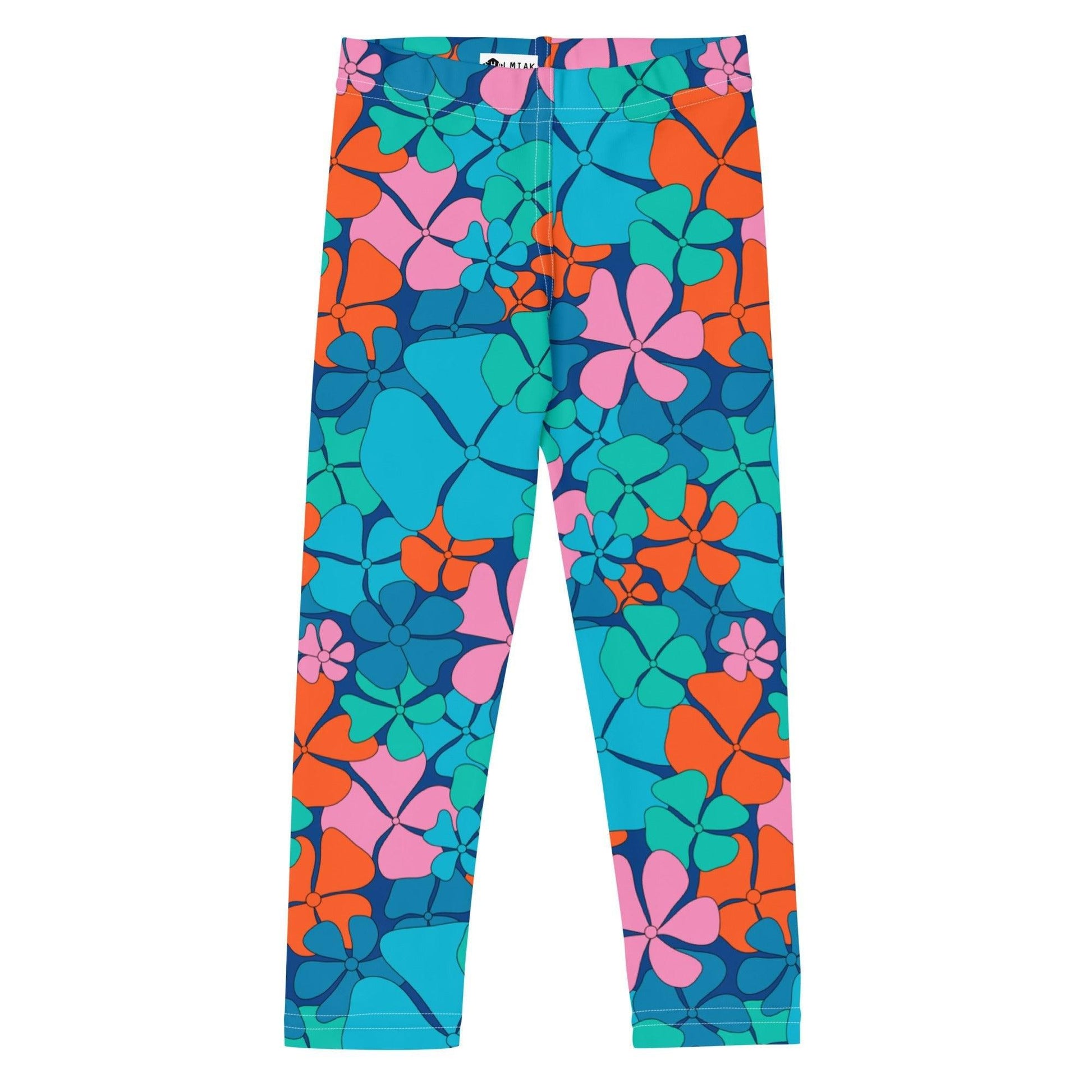 Kids' Leggings -2- ADELIE orange blue - Wild Floral Print
