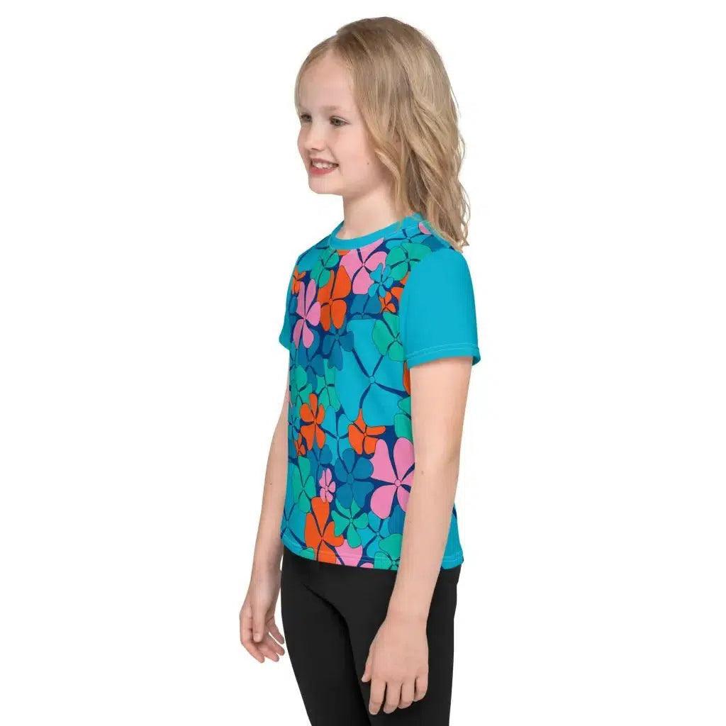 Kids' T-Shirt - ADELIE orange blue - Wild Floral Print