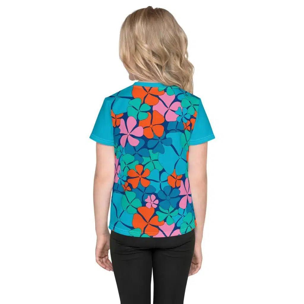 Kids' T-Shirt - ADELIE orange blue - Wild Floral Print