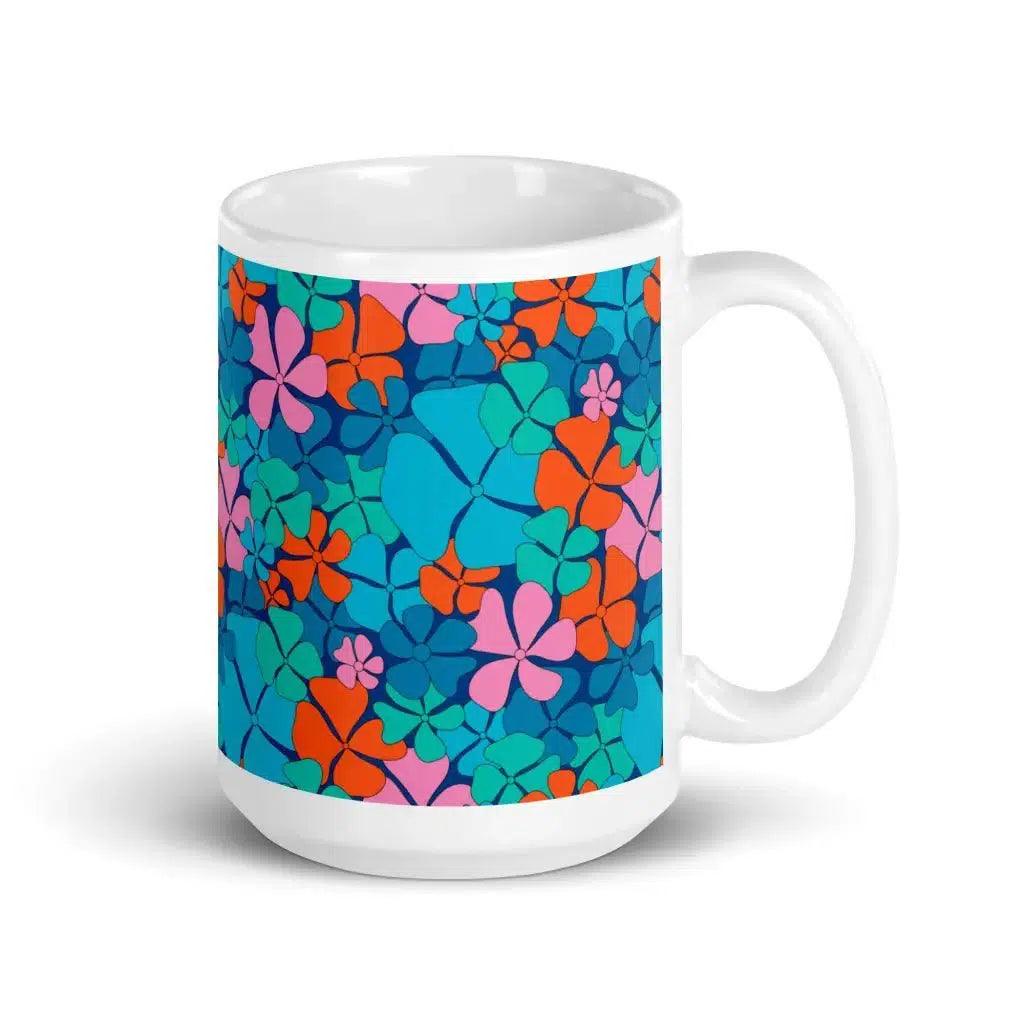 Mug - ADELIE orange blue - Wild Floral Print