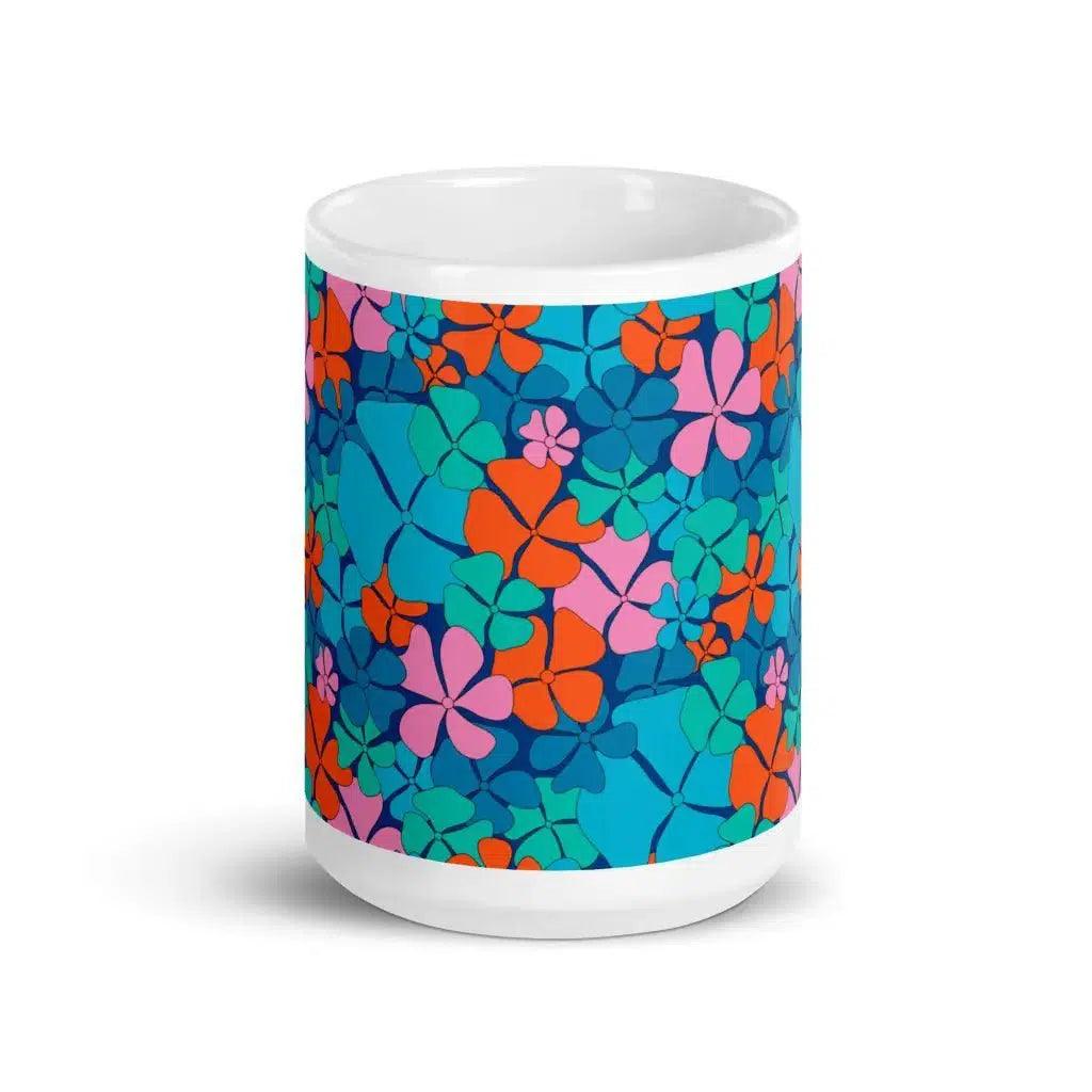 Mug - ADELIE orange blue - Wild Floral Print