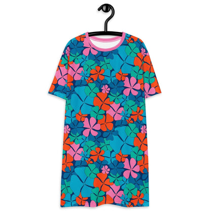 T-Shirt Dress - ADELIE orange blue - Wild Floral Print