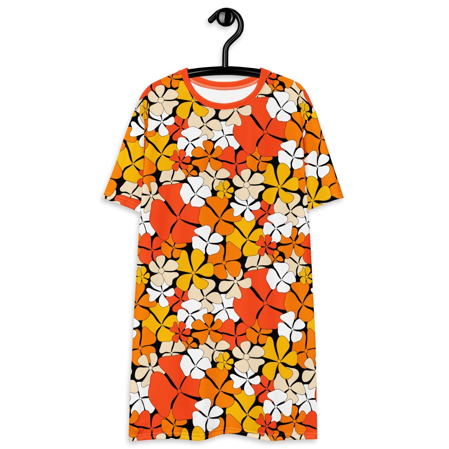 T-Shirt Dress - ADELIE orange - Wild Floral Print