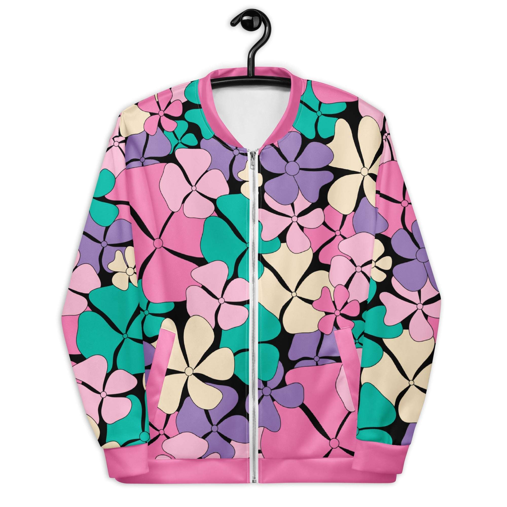 Bomber jacket - ADELIE pink mint - Wild floral print