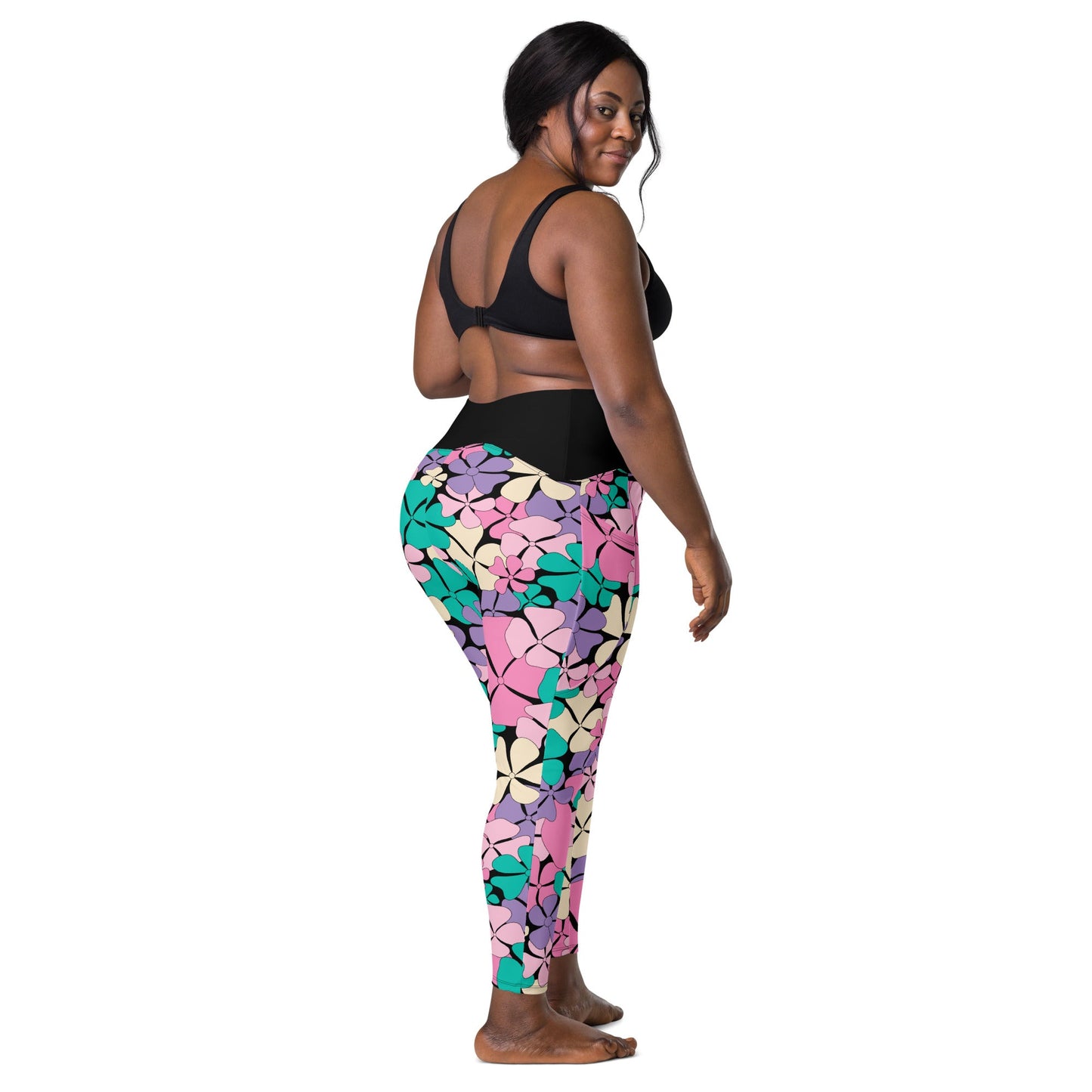 Leggings With Pockets - ADELIE pink mint - Wild Floral Print