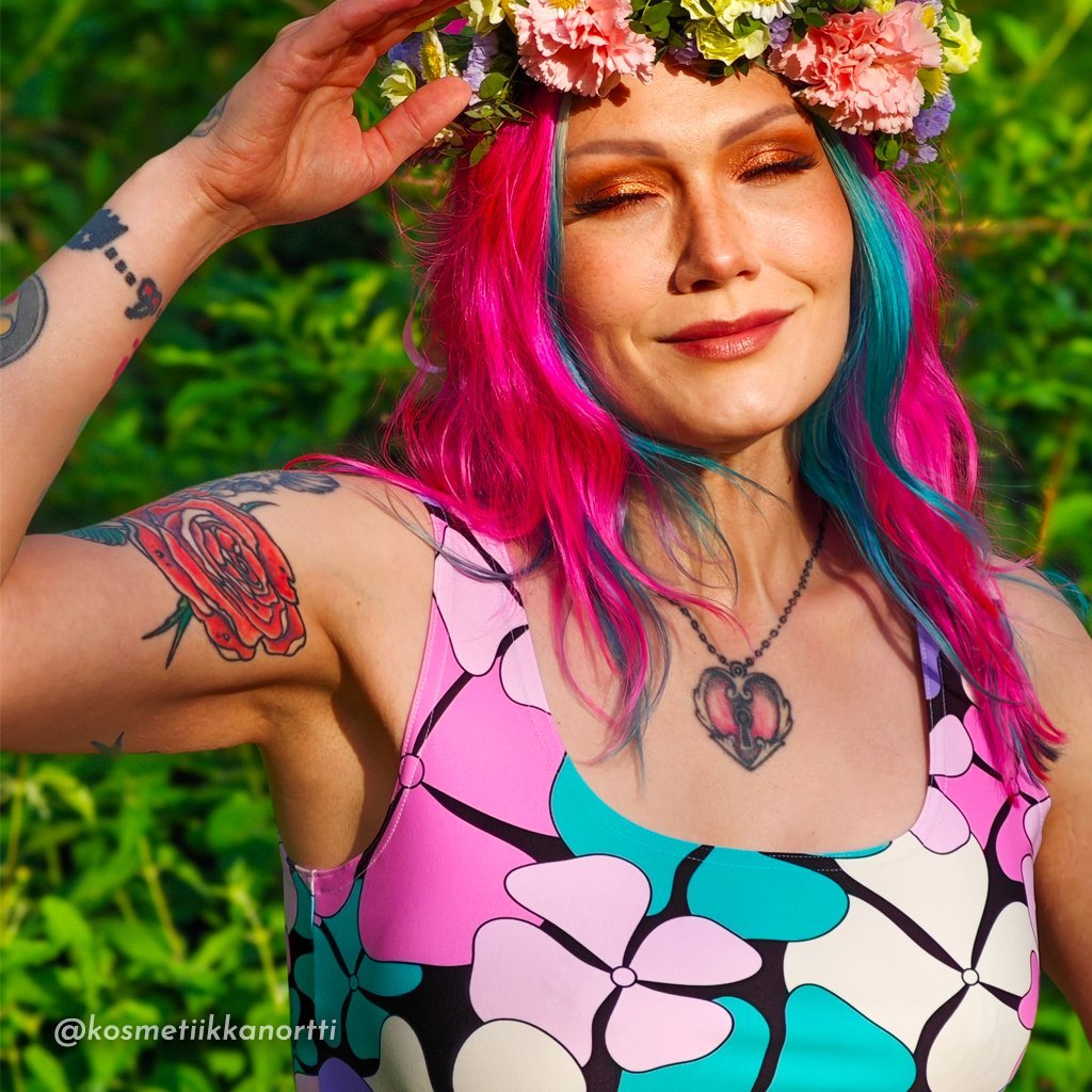 Skater Dress - ADELIE pink mint - Wild Floral Print