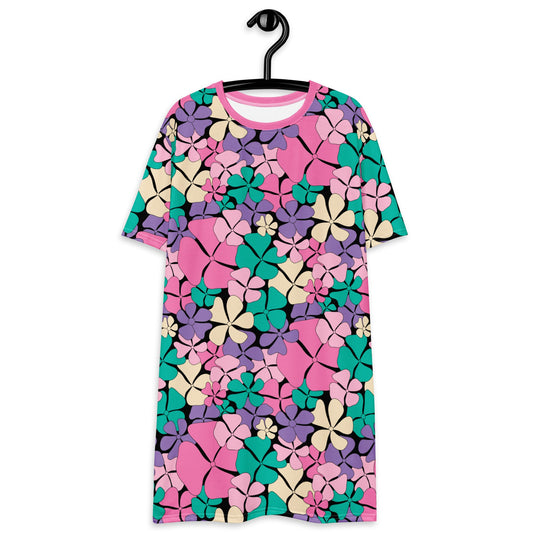 T-Shirt Dress - ADELIE pink mint - Wild Floral Print
