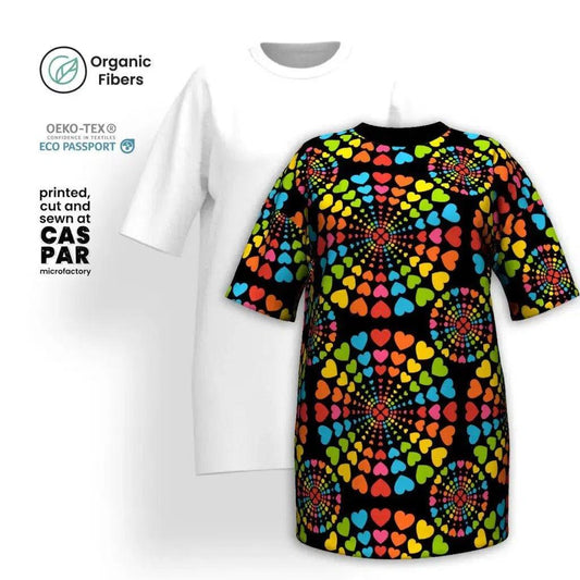 ALL HEARTS MATTER black - Organic Cotton T-Shirt Dress | SHALMIAK
