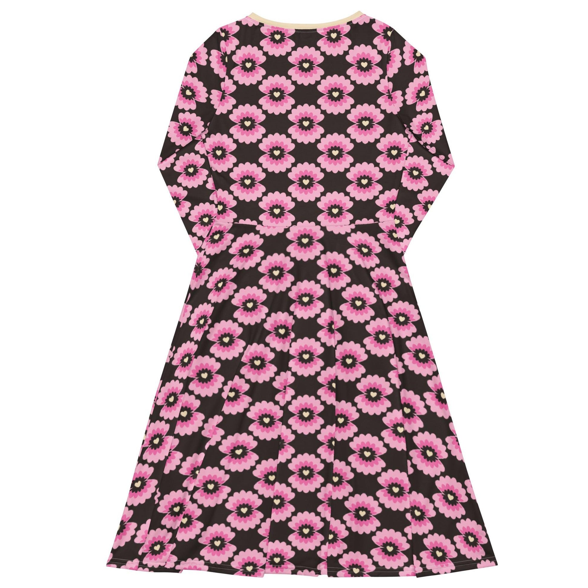 LOVE PEARL pink brown - Midi Dress With Pockets | SHALMIAK