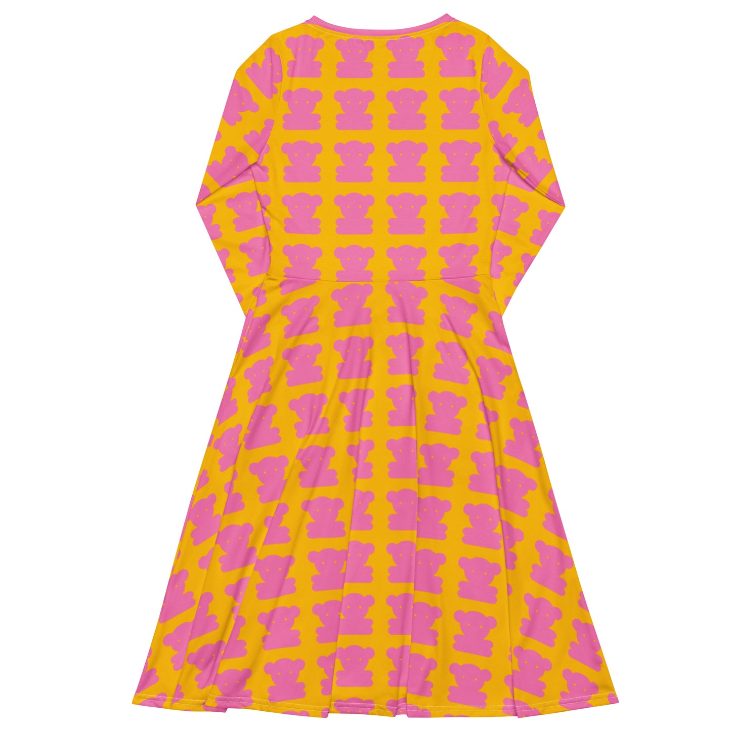 SWEET TEDDY pink yellow - Midi Dress With Pockets | SHALMIAK