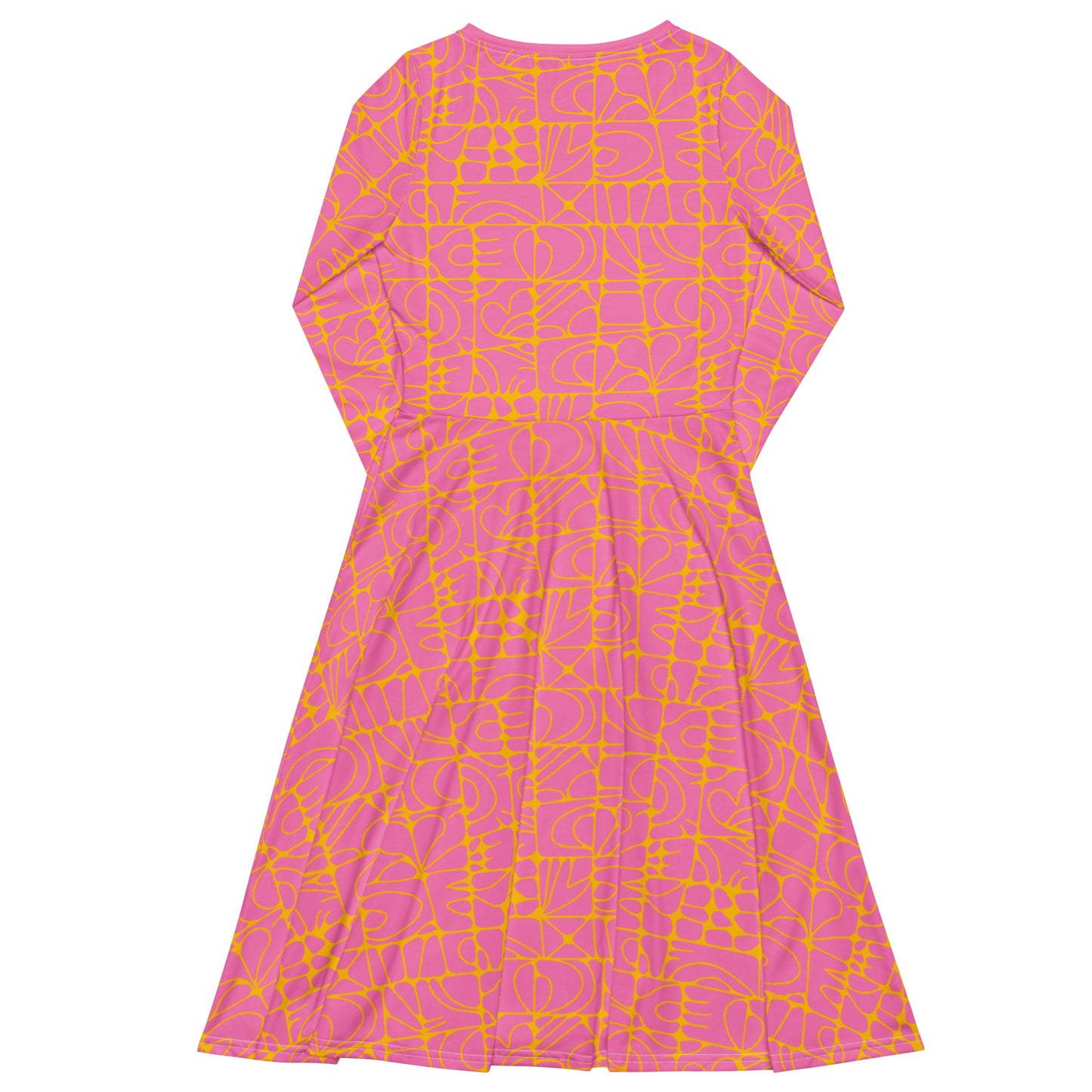 STONE SPIRIT pink yellow - Midi Dress With Pockets | SHALMIAK