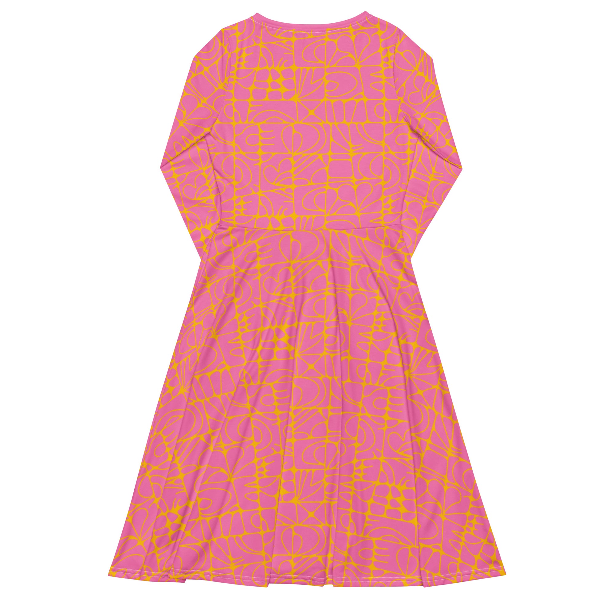 STONE SPIRIT pink yellow - Midi Dress With Pockets | SHALMIAK