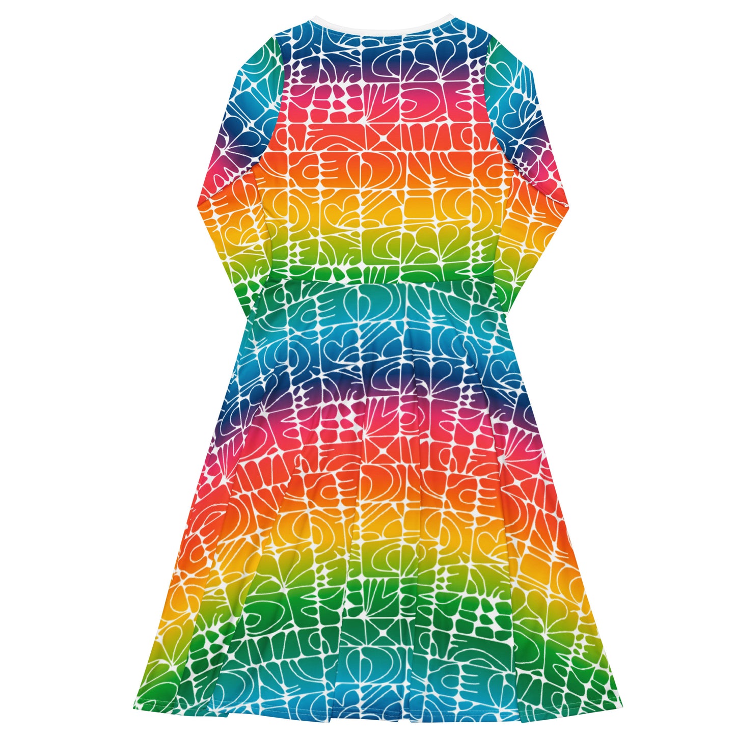 STONE SPIRIT rainbow white - Midi Dress With Pockets | SHALMIAK