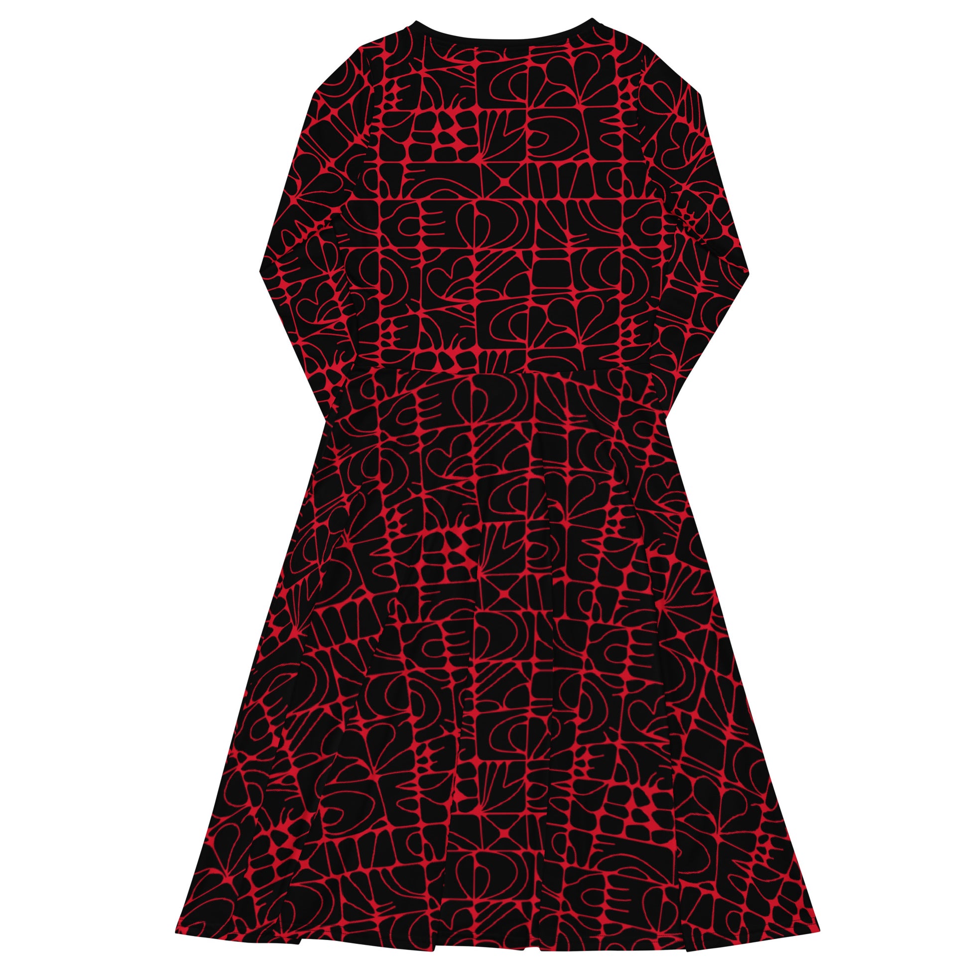 STONE SPIRIT black red - Midi Dress With Pockets | SHALMIAK