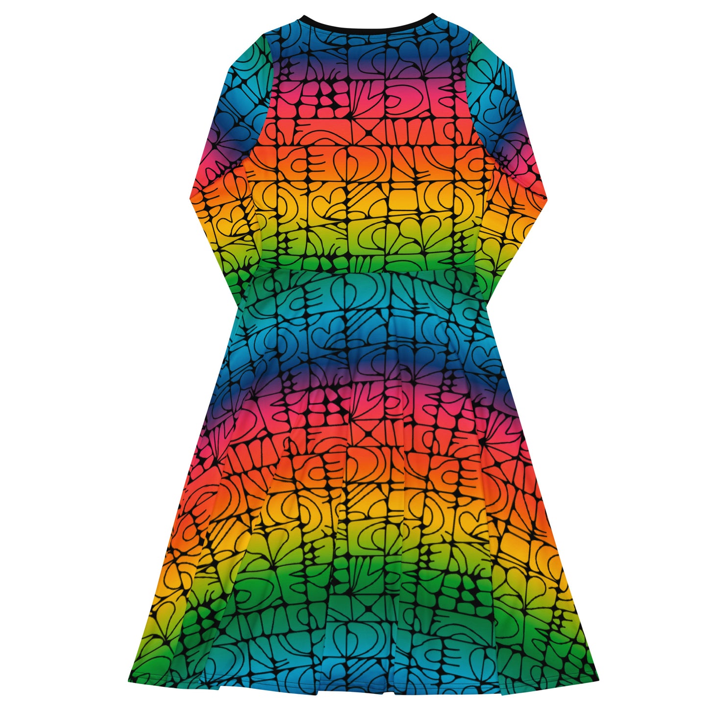 STONE SPIRIT rainbow black - Midi Dress With Pockets | SHALMIAK