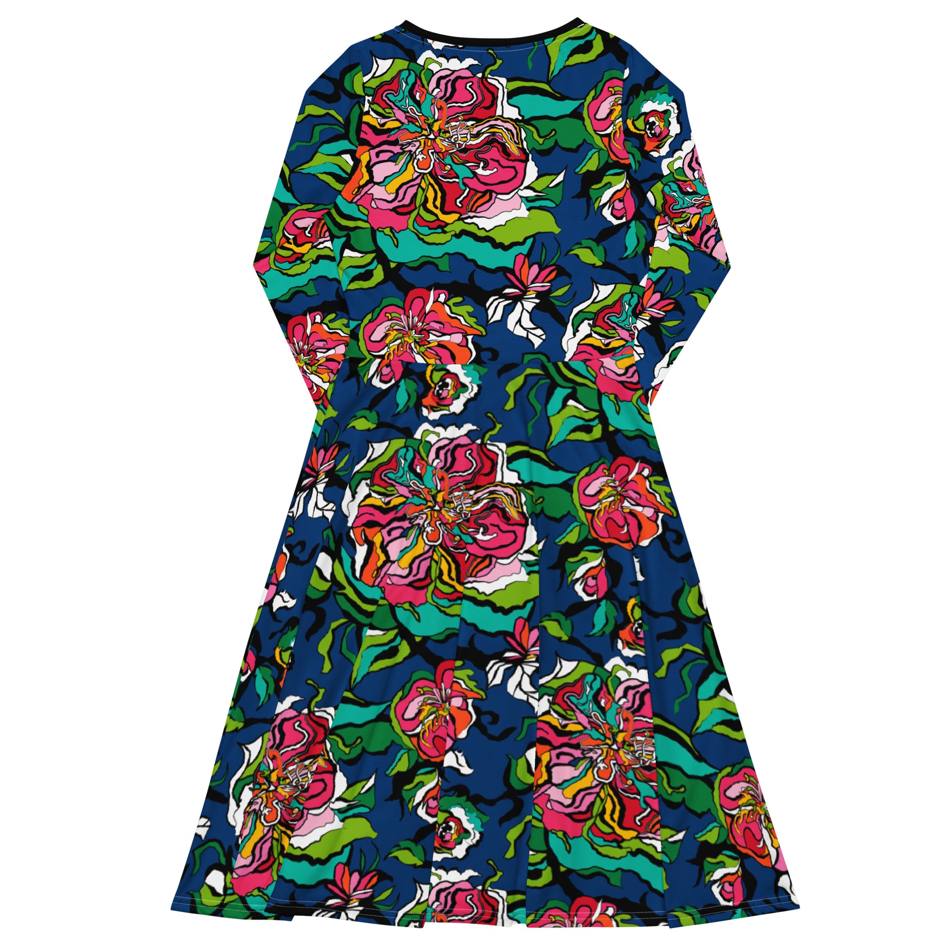 Midi dress - BLOOM RIOT blue - Edgy floral print