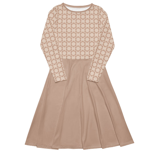 ELLIE BLOOM tender beige - Midi Dress With Pockets | SHALMIAK