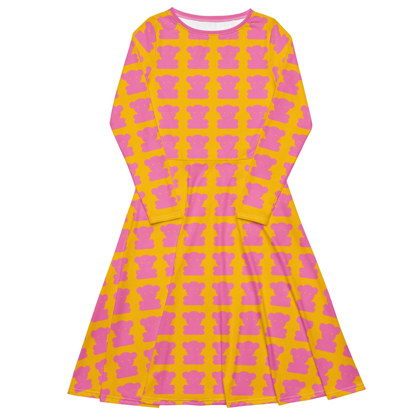 SWEET TEDDY pink yellow - Midi Dress With Pockets | SHALMIAK