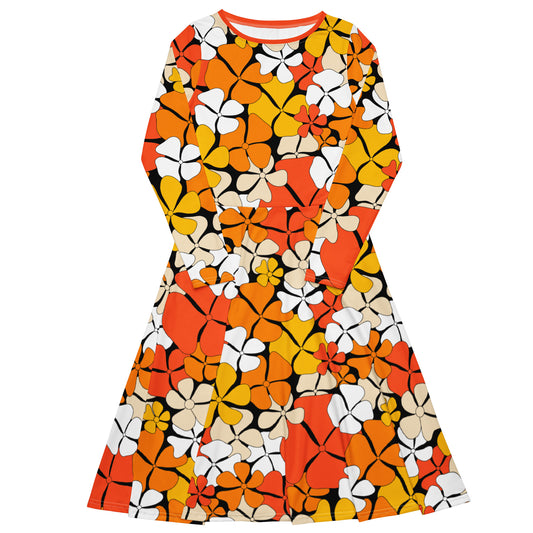 ADELIE orange - Midi Dress With Pockets | SHALMIAK