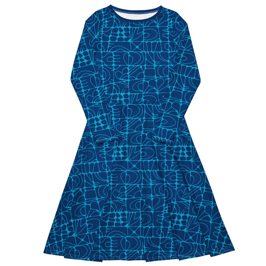 STONE SPIRIT blue - Midi Dress With Pockets | SHALMIAK