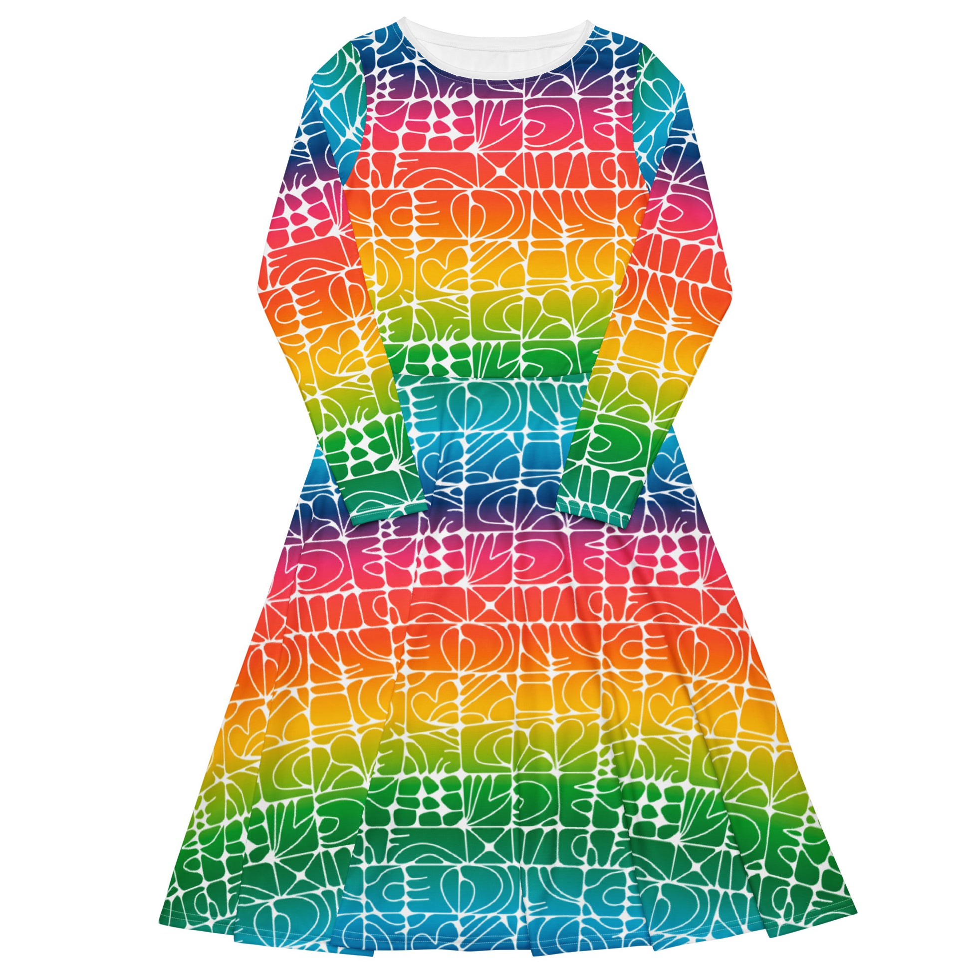 STONE SPIRIT rainbow white - Midi Dress With Pockets | SHALMIAK